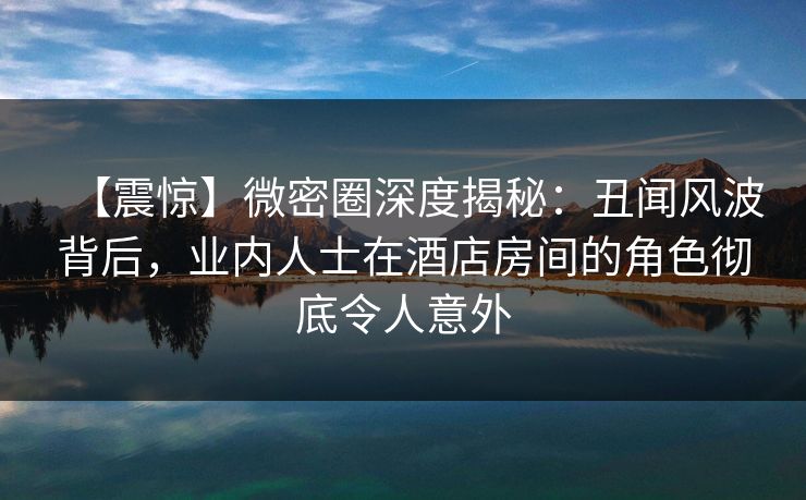 【震惊】微密圈深度揭秘：丑闻风波背后，业内人士在酒店房间的角色彻底令人意外